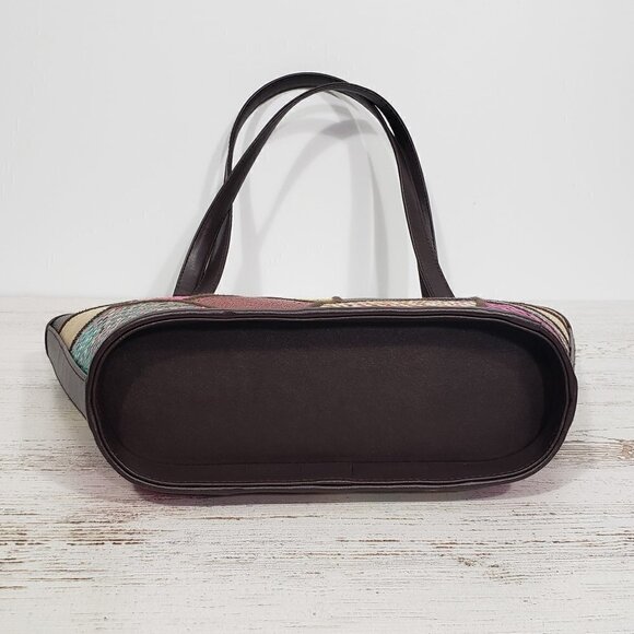 Le Sac Purse Buri Palm Natural Fiber Handbag Purse NWOT Colorful Patchwork - Picture 4 of 5